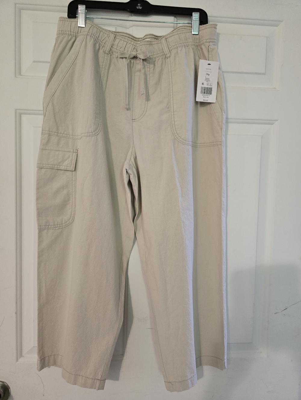 Kim Rogers Beige Drawstring Cargo Pants
